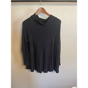 Free People Black Knit Cut Out Top Shirt Tunic Sz Large Open Back